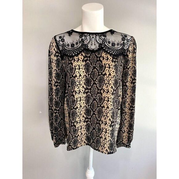 ‎Vince Camuto Blouse Top Medium Black Brown Snake - Picture 3 of 9